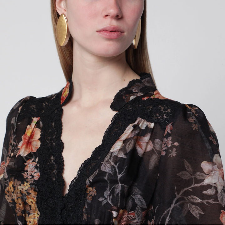 ZIMMERMANN - Black Carousel peplum lace blouse