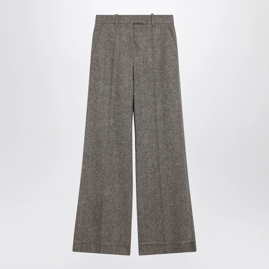 Valentino - Ivory/brown patterned wool trousers