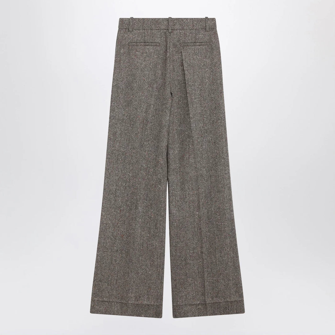 Valentino - Ivory/brown patterned wool trousers