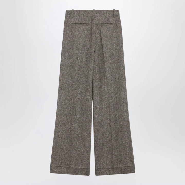 Valentino - Ivory/brown patterned wool trousers