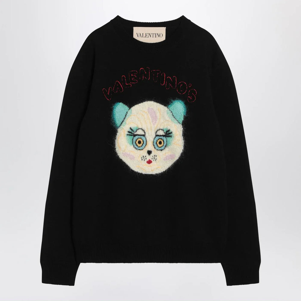 Valentino - Black sweater with Le Chat de la Maison patch Brand Shirts & Tops L