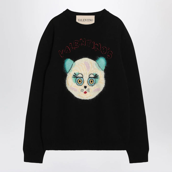 Valentino - Black sweater with Le Chat de la Maison patch Brand Shirts &amp; Tops L