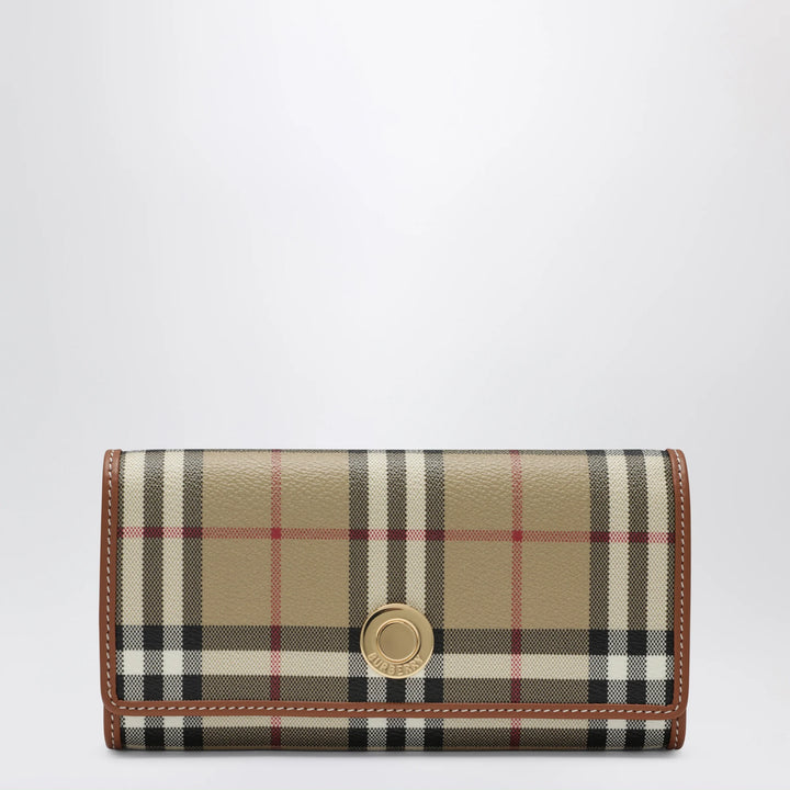 Burberry - Check continental wallet in coated cotton blend, beige