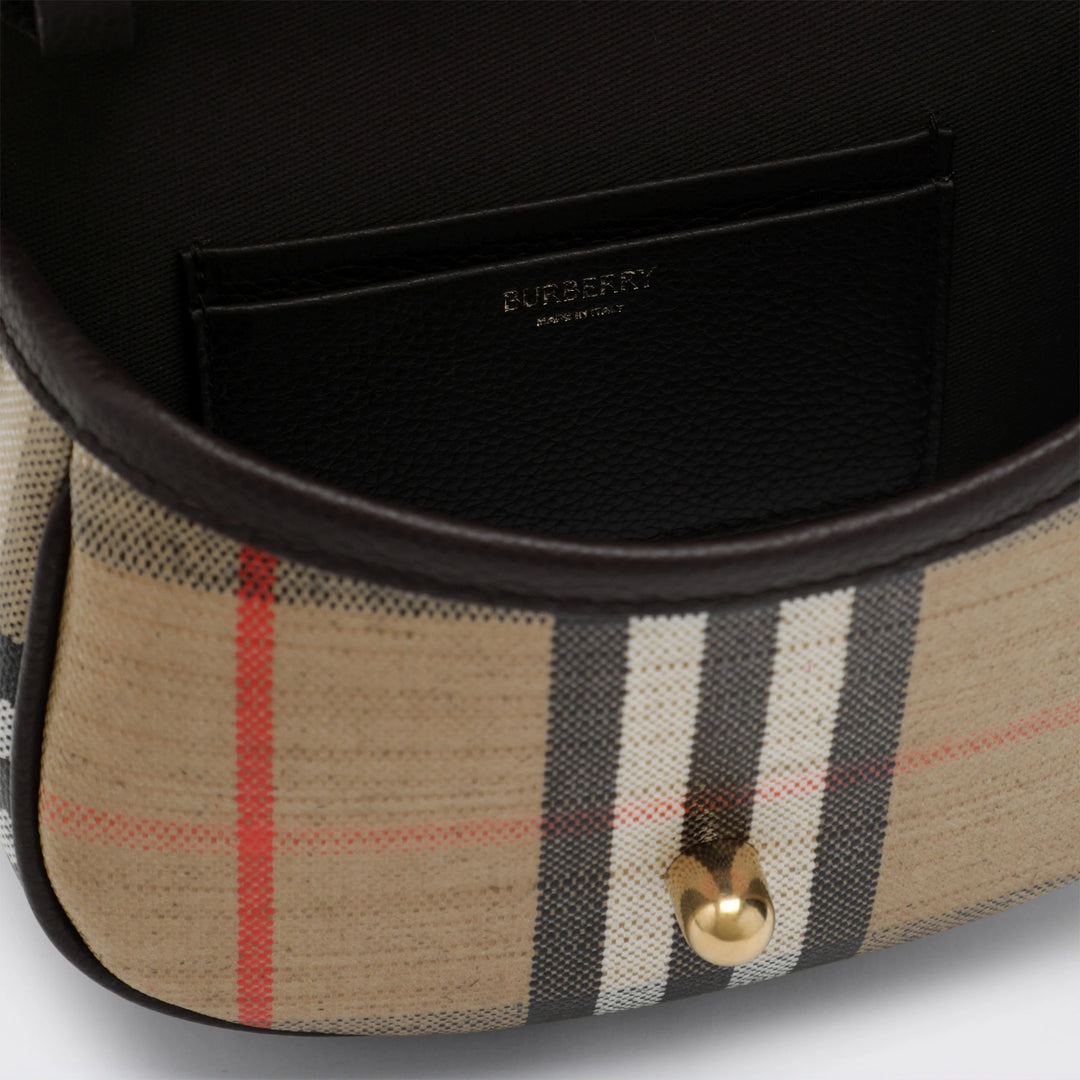 Burberry - Highlands mini bag in cotton and linen Sand