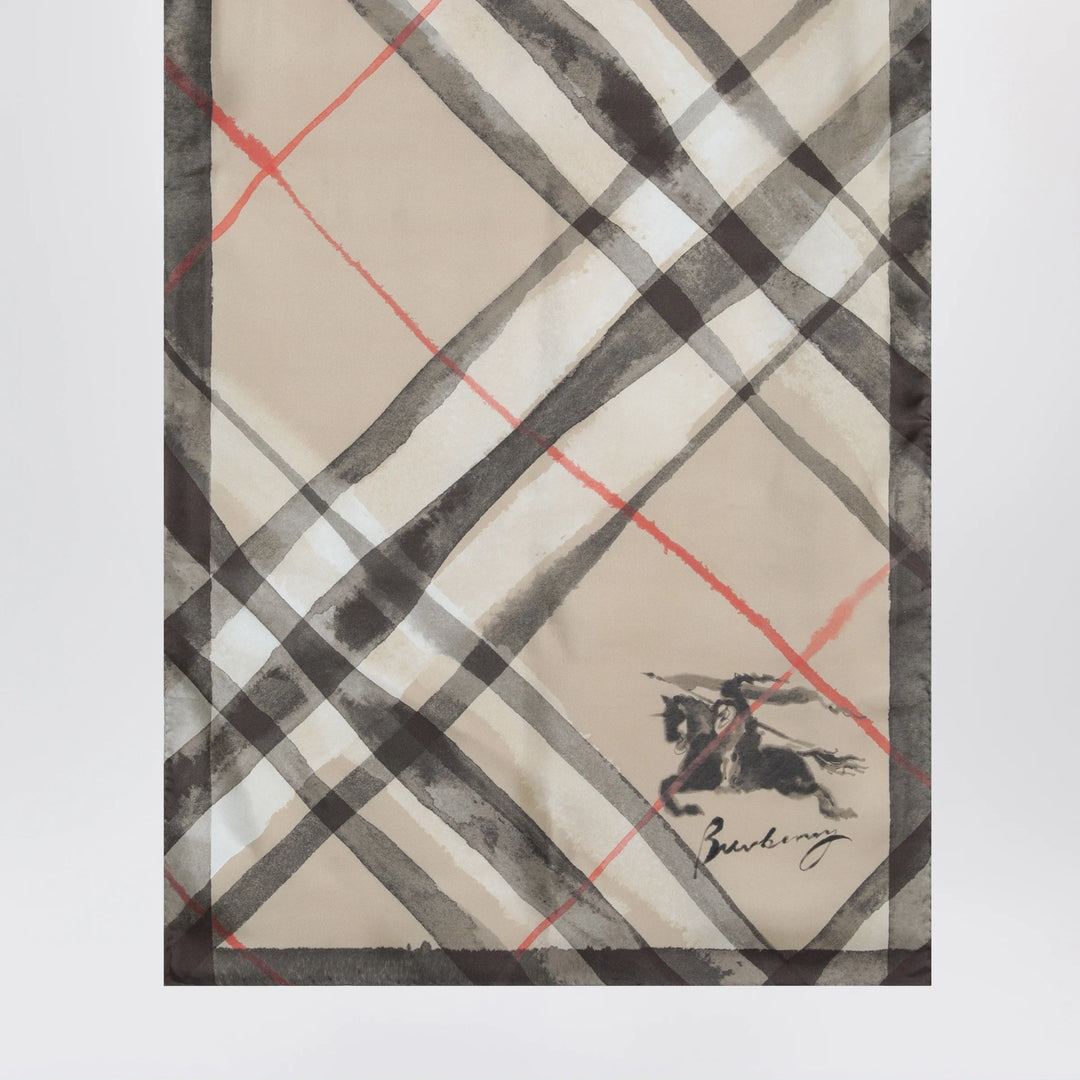 Burberry - Large Check silk scarf in sand color