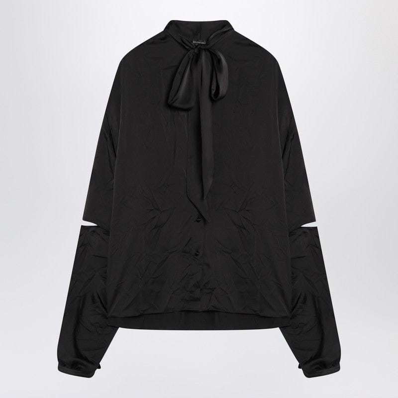 Shirts & Tops Balenciaga - Black satin blouse with bow - 36 FR Brand