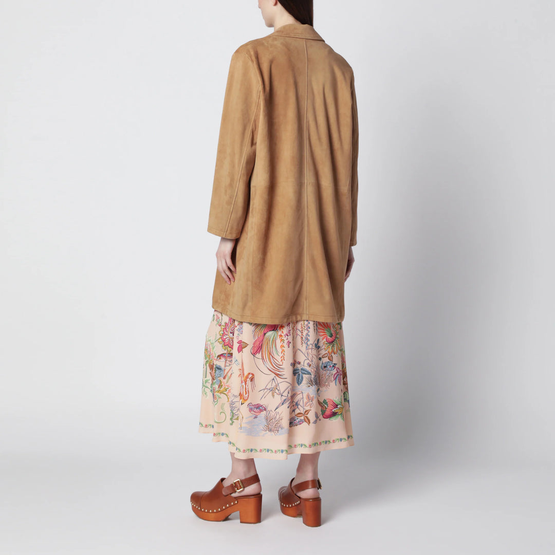 Sword 6644 - Brown long suede leather jacket