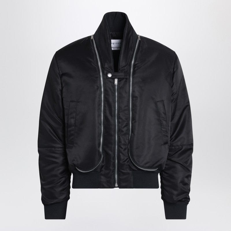 Coats & Jackets Alexander McQueen - Black nylon zip bomber - 48 IT Brand