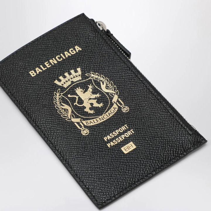 Balenciaga - Black leather passport holder and wallet