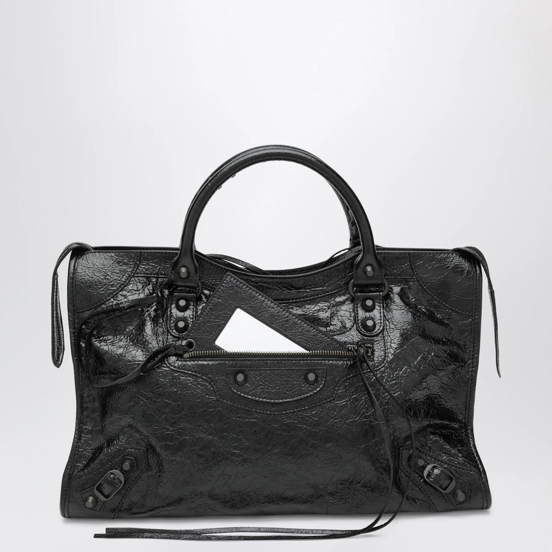 Balenciaga - Le City Medium lambskin leather handbag in black