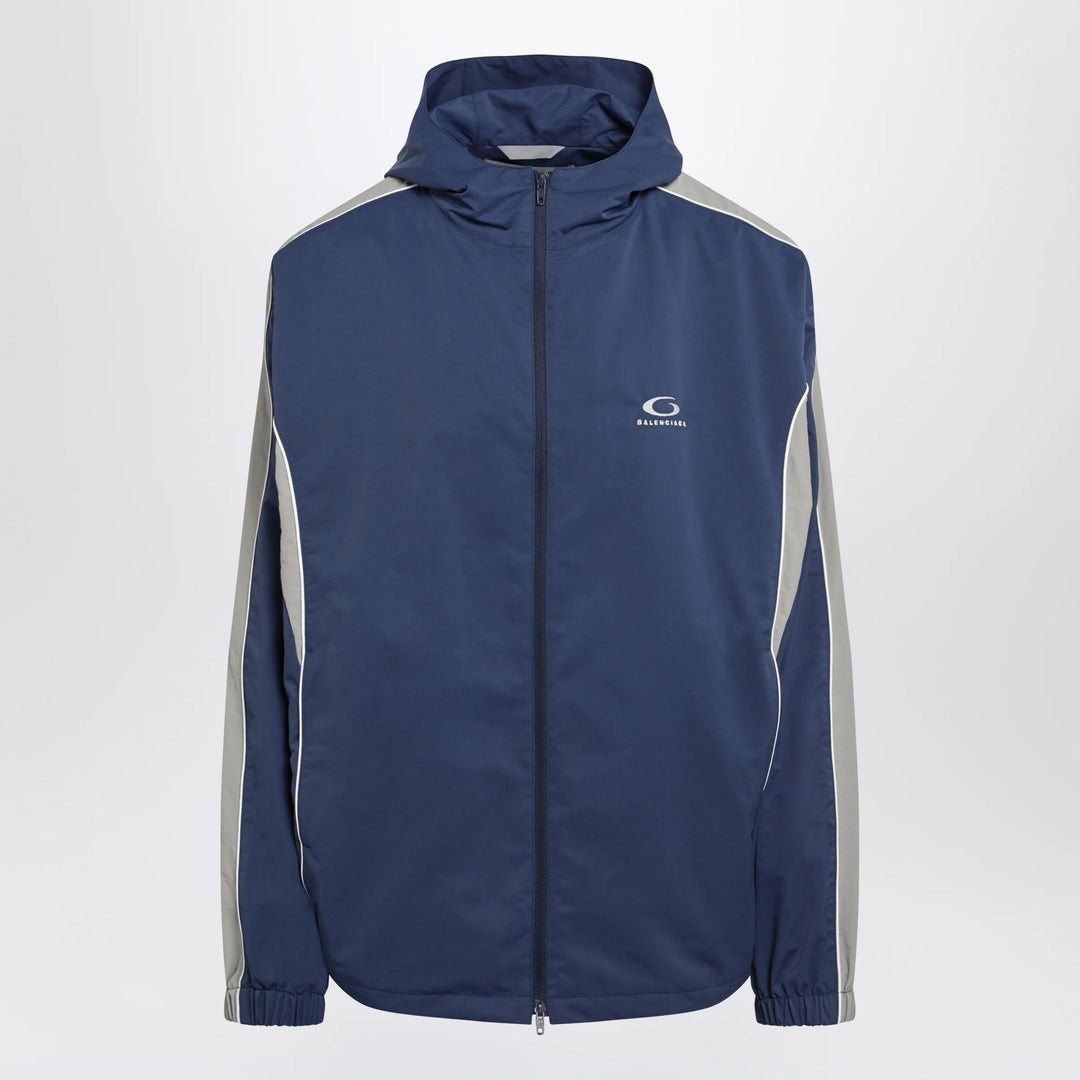 Balenciaga - Washed-effect technical satin track jacket in navy