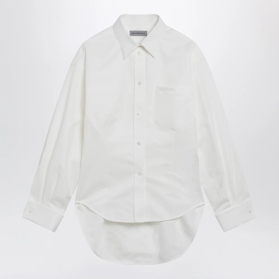 Balenciaga - Cocoon shirt in cotton and silk poplin, white