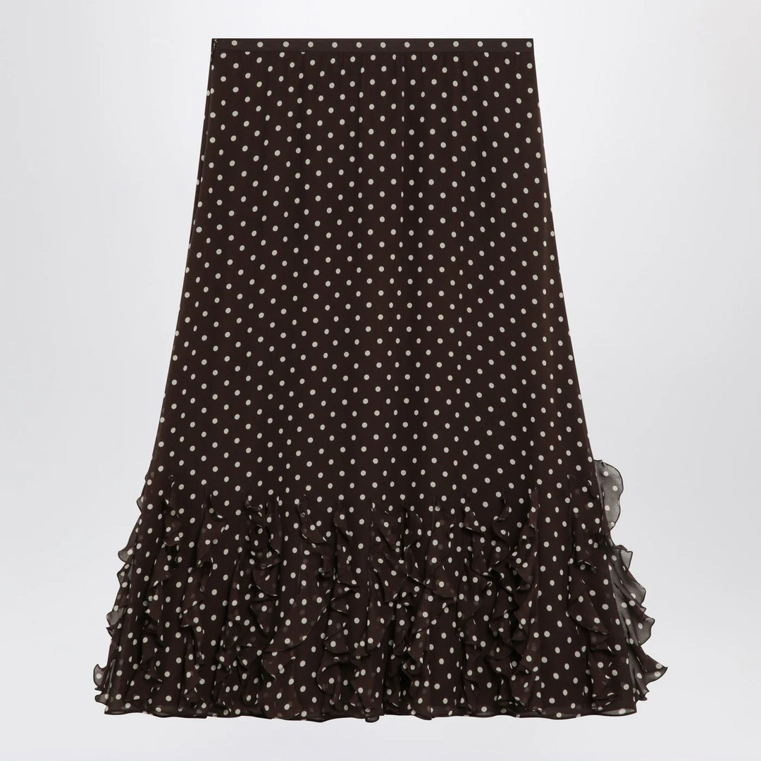 Valentino - Brown silk skirt with Plusdepois motif