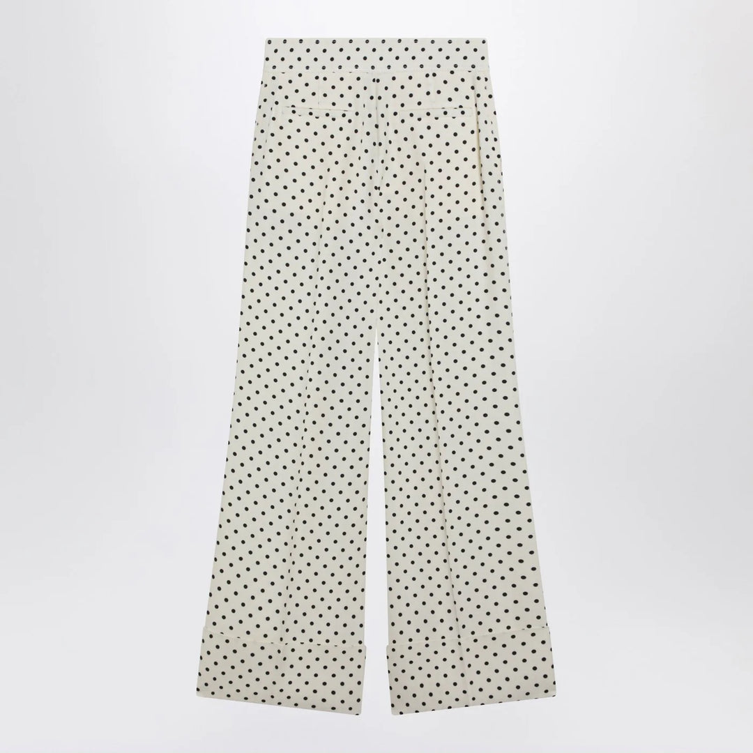 Valentino - Ivory supergran trousers with Plusdepois print