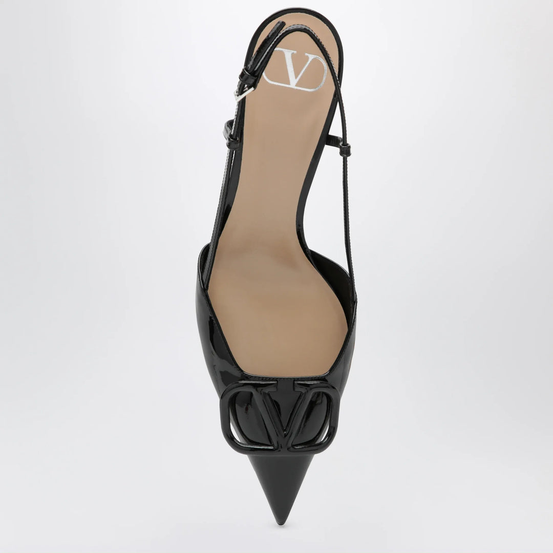 Valentino Garavani - Black Vlogo Signature patent leather slingback pumps Brand Apparel &amp; Accessories > Shoes