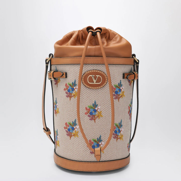 Valentino Garavani - Canvas bucket bag with floral embroidery