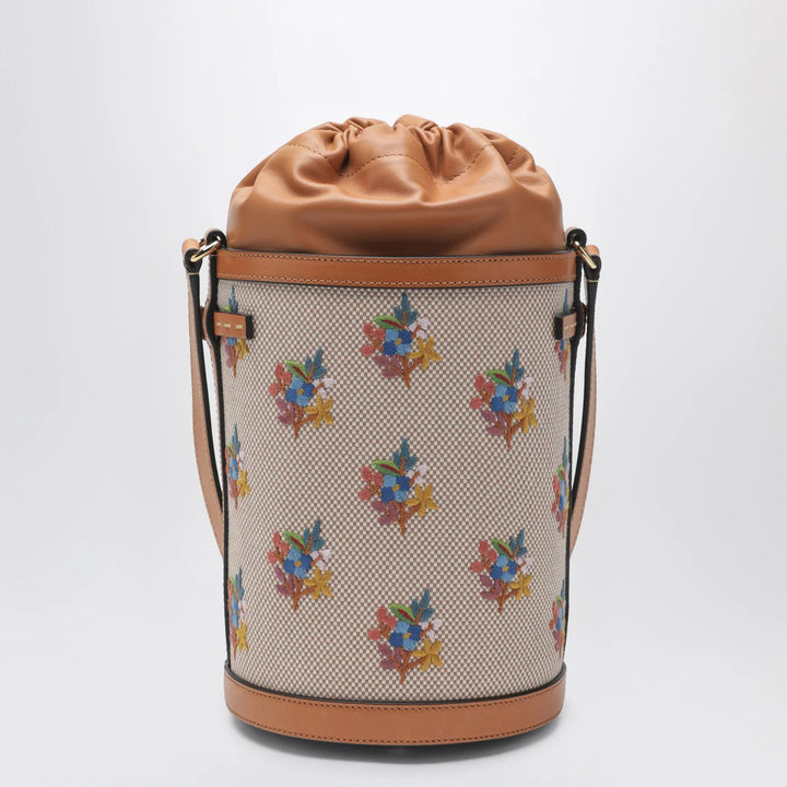Valentino Garavani - Canvas bucket bag with floral embroidery