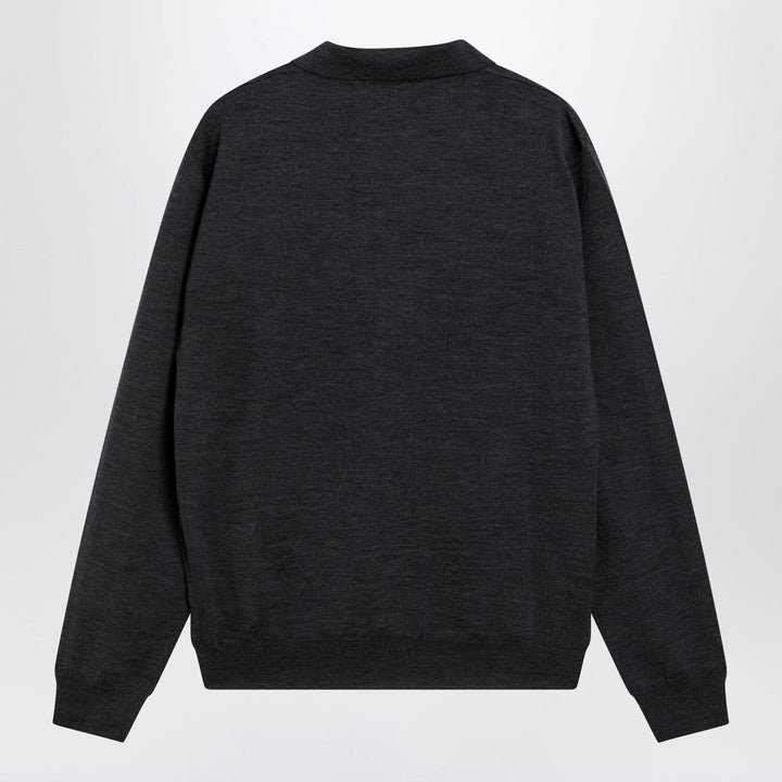 Valentino - Wool polo shirt with VLogo embroidery in anthracite