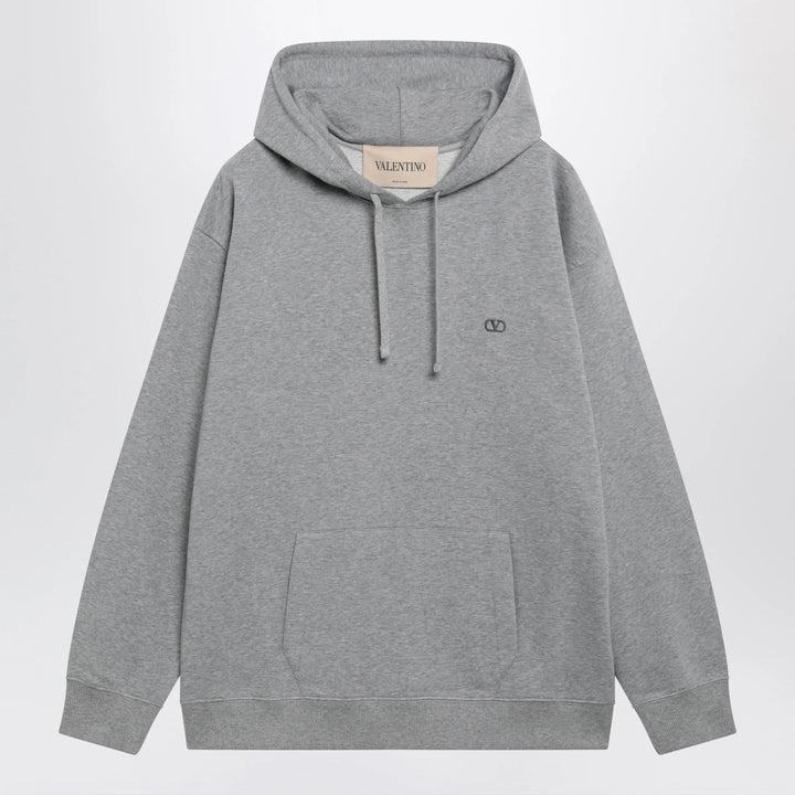 Valentino - Mélange gray hoodie with Vlogo embroidery