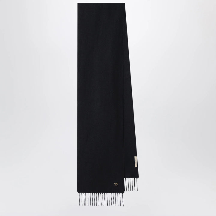 Valentino Garavani - Black cashmere scarf with VLogo detail