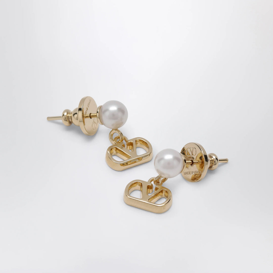 Valentino Garavani - Gold-tone VLogo Signature earrings with pearl