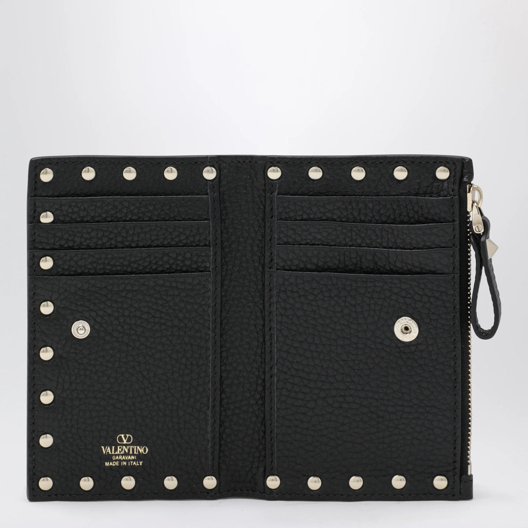 Valentino Garavani - Black Leather Rockstud Zip Card Holder