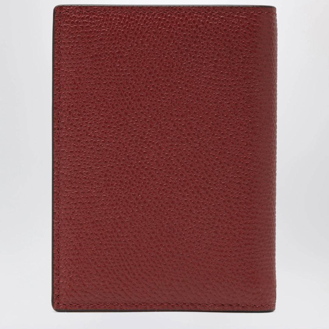 Valentino - Dark red Vlogo card holder in grained leather