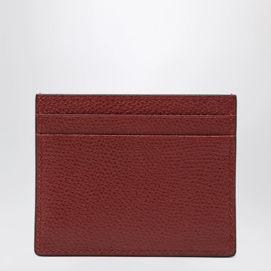 Valentino Garavani - VLogo Signature card holder in grained calfskin, russet red