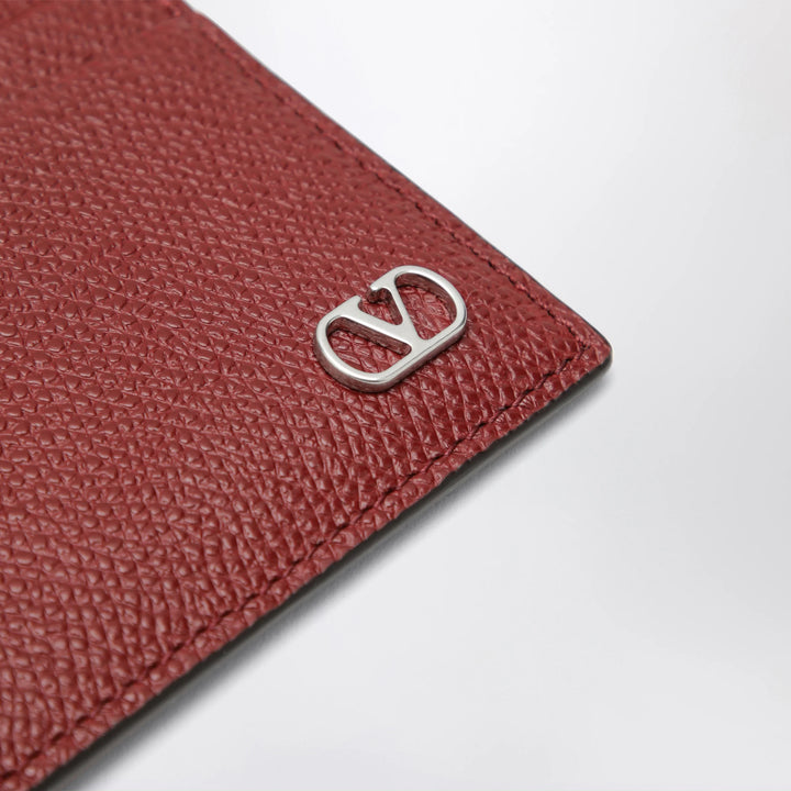 Valentino Garavani - VLogo Signature card holder in grained calfskin, russet red