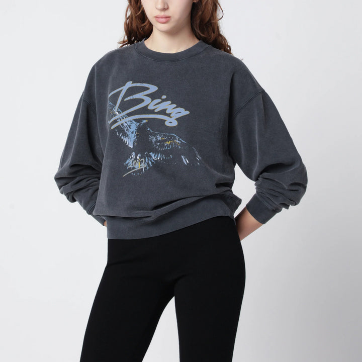 ANINE BING - Spencer Eagle washed black sweatshirt