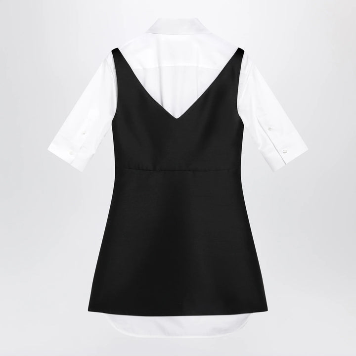 Balenciaga - Hybrid chemisier mini dress in wool and silk black