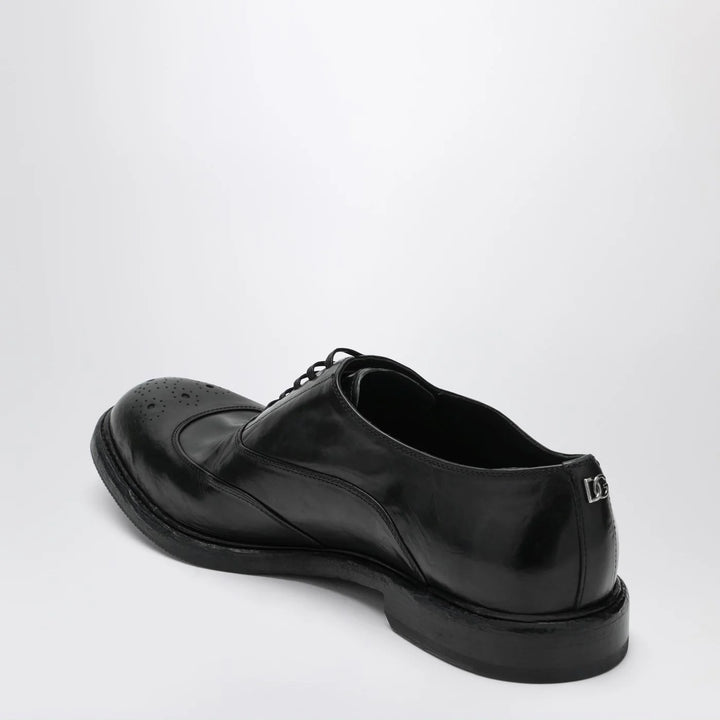 Dolce&amp;Gabbana - Washed black calfskin lace-up shoe