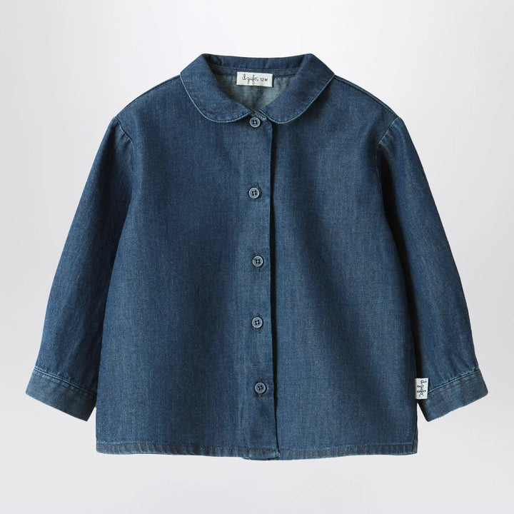 Il Gufo - Baby shirt in blue denim