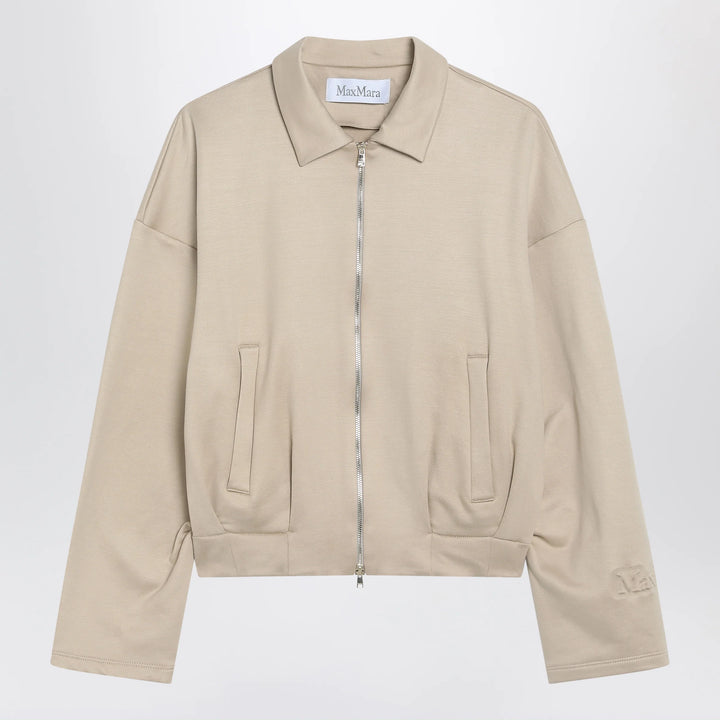 Max Mara - Beige cropped sweatshirt in silk blend