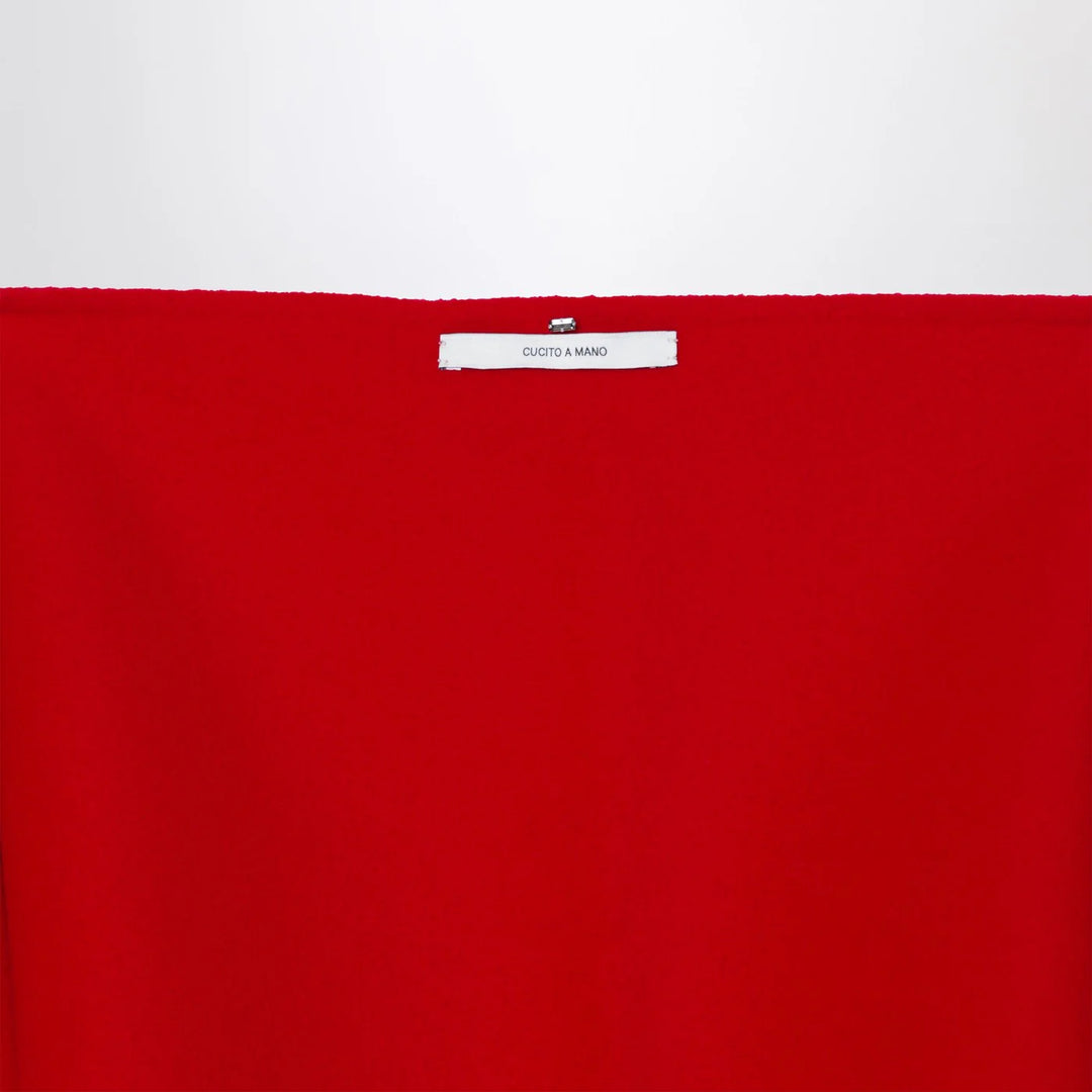 Sportmax - Red Wool Scarf with Fringes
