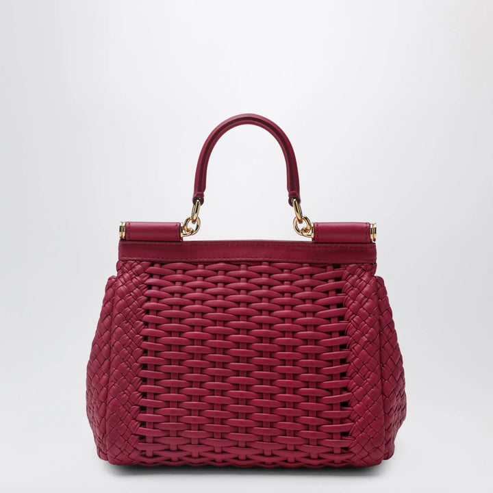 Dolce&amp;Gabbana - Small Sicily handbag in woven nappa leather, hibiscus