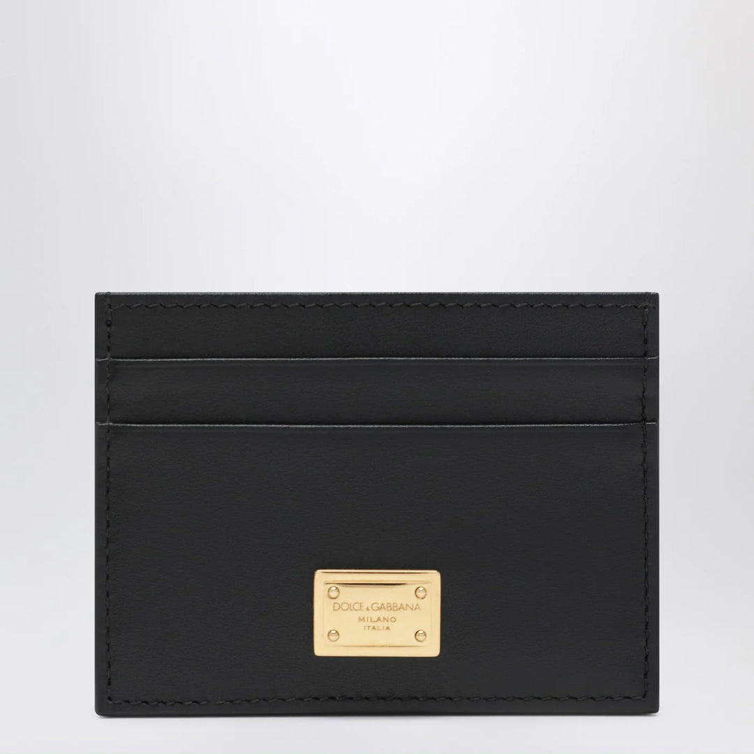 Dolce&amp;Gabbana - Black leather card holder with logo tag