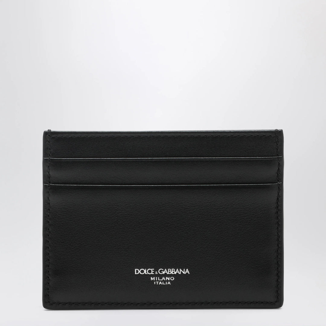 Dolce&amp;Gabbana - Woven plongé calfskin card holder in black