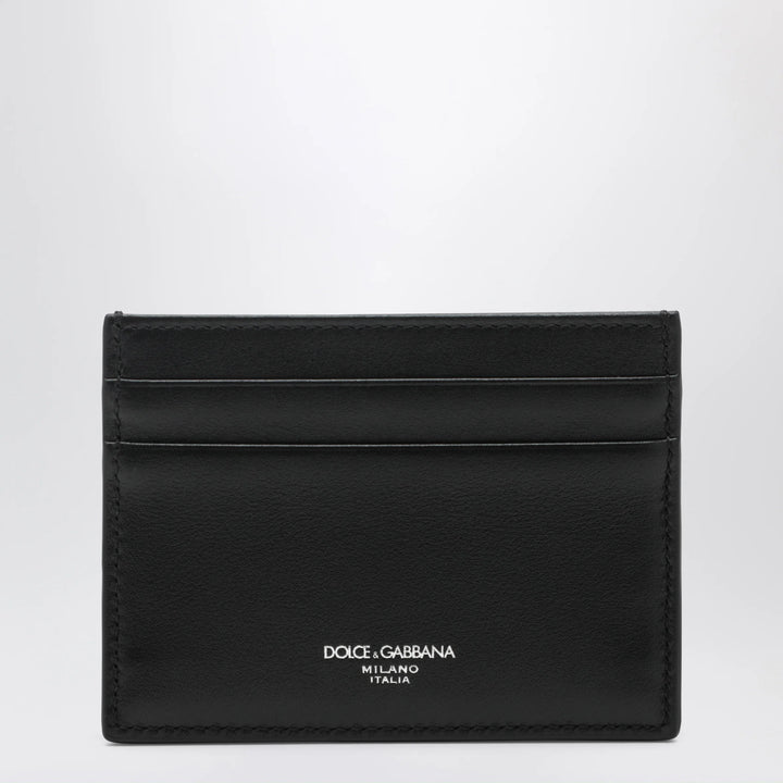 Dolce&amp;Gabbana - Woven plongé calfskin card holder in black