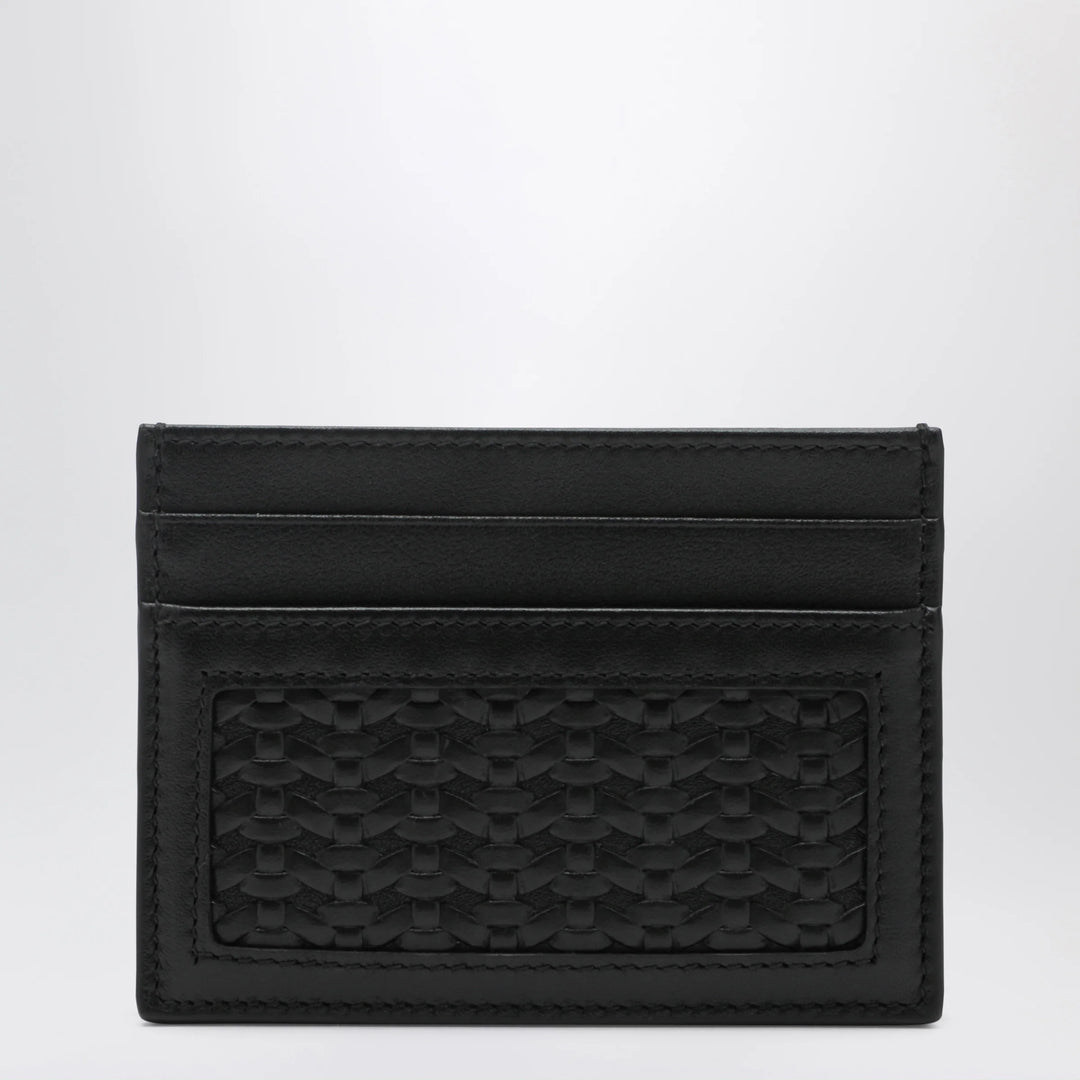 Dolce&amp;Gabbana - Woven plongé calfskin card holder in black