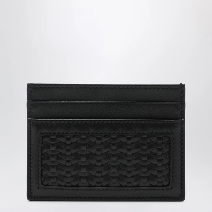 Dolce&amp;Gabbana - Woven plongé calfskin card holder in black