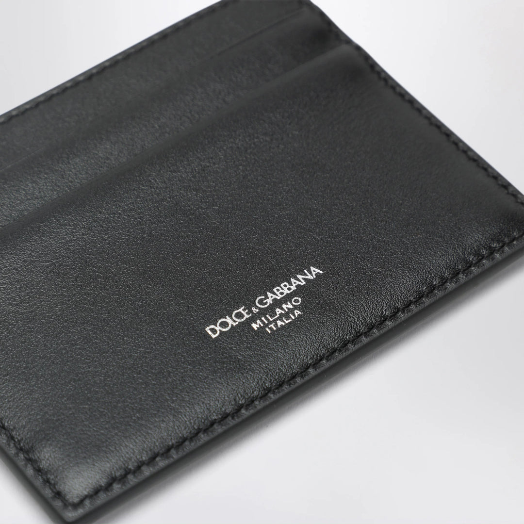 Dolce&amp;Gabbana - Woven plongé calfskin card holder in black