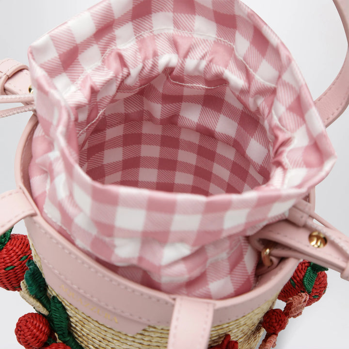 Aquazzura - Botanica mini bucket bag in raffia and leather