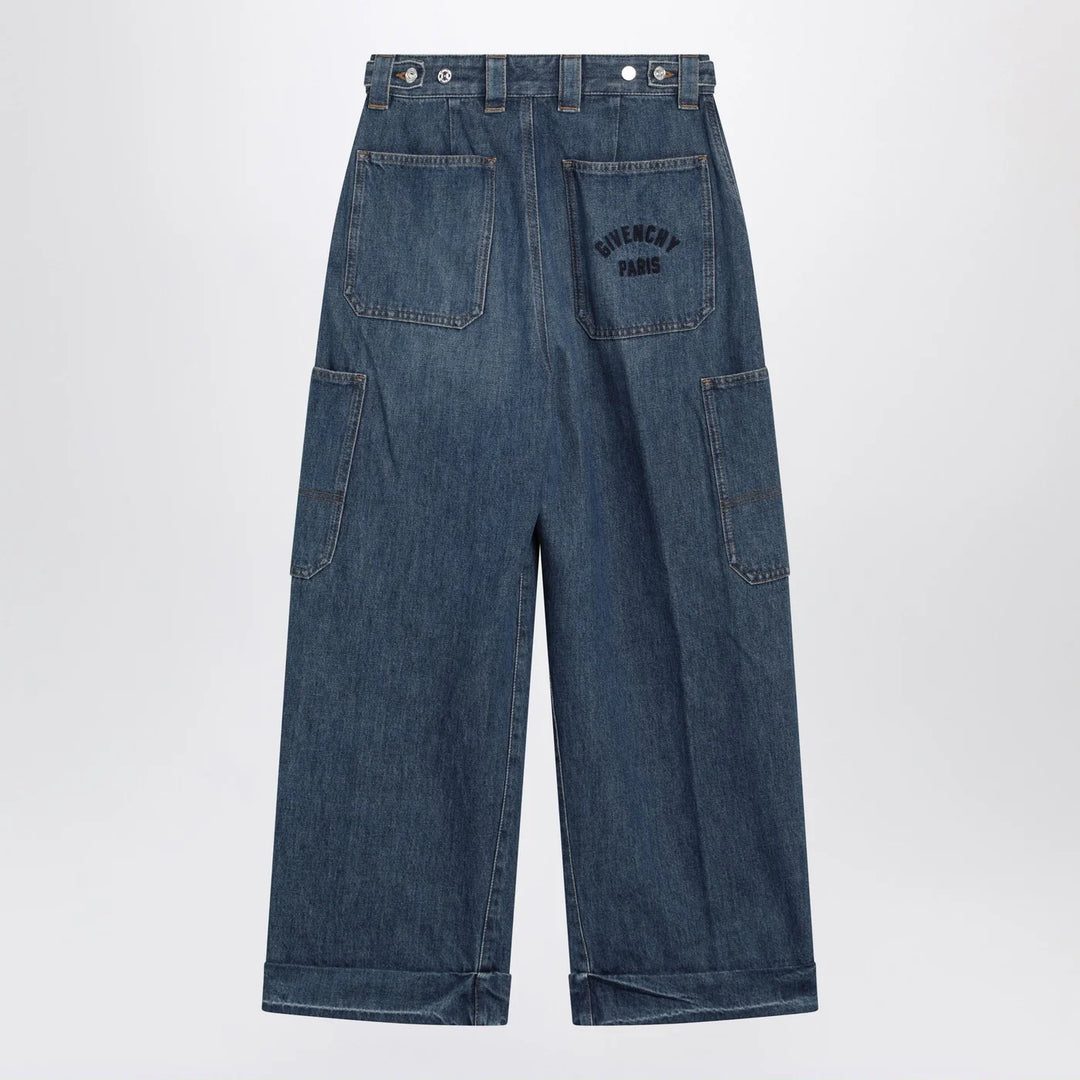 Givenchy - Cropped Cocoon cargo jeans in medium blue