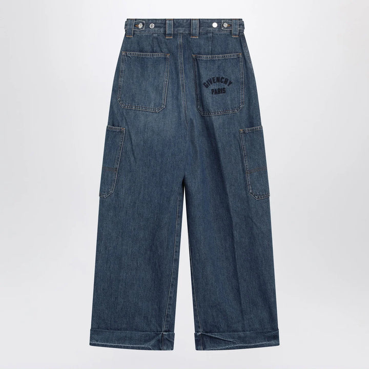 Givenchy - Cropped Cocoon cargo jeans in medium blue