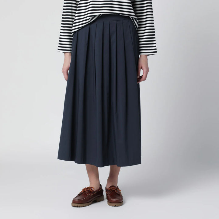 PT Torino - Blue pleated cotton-blend skirt