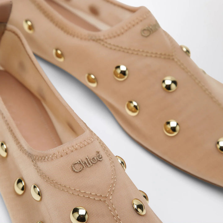 Rita Blushy Beige ballet flats in transparent mesh