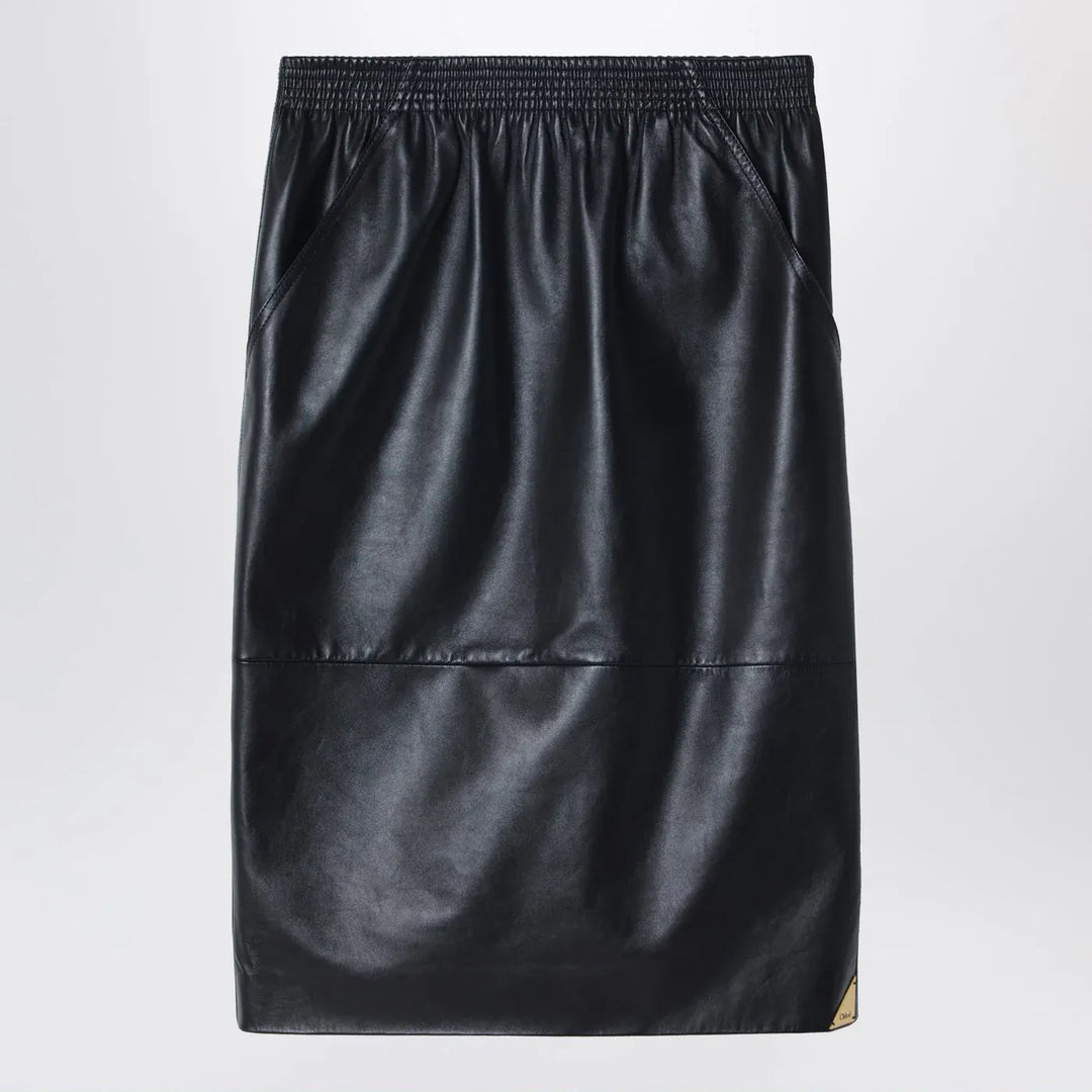 Chloé - Black pencil skirt in plongé nappa leather
