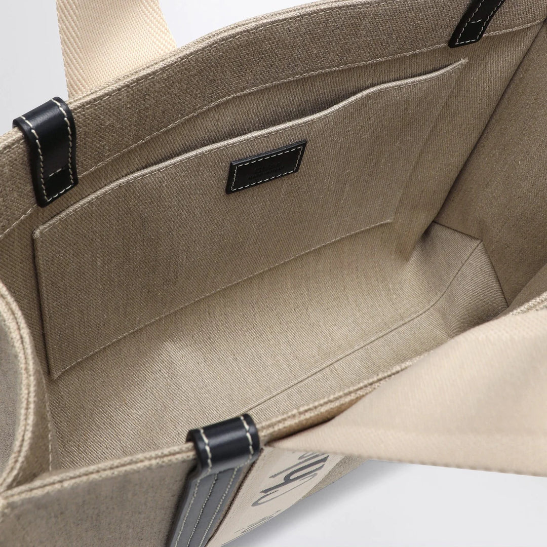 Chloé - Medium Woody tote bag in beige canvas