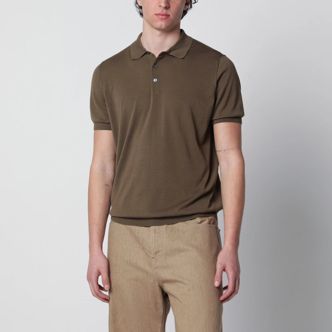 Drumohr - Military green cotton polo shirt